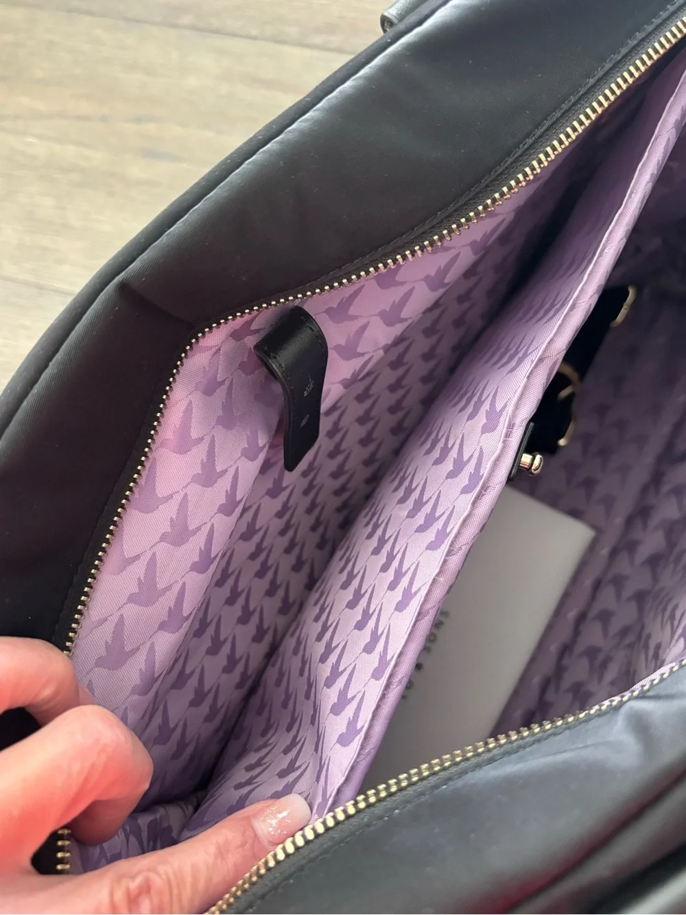 Lo & Sons O.M.G Bag Black/Gold/Lavender NWT